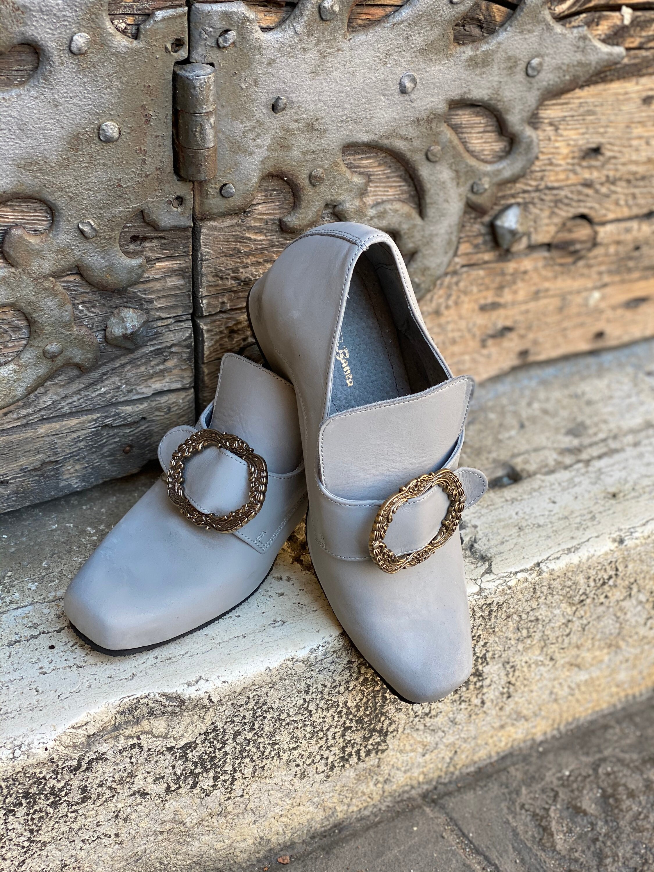 Eighteenth century leather shoes, grey