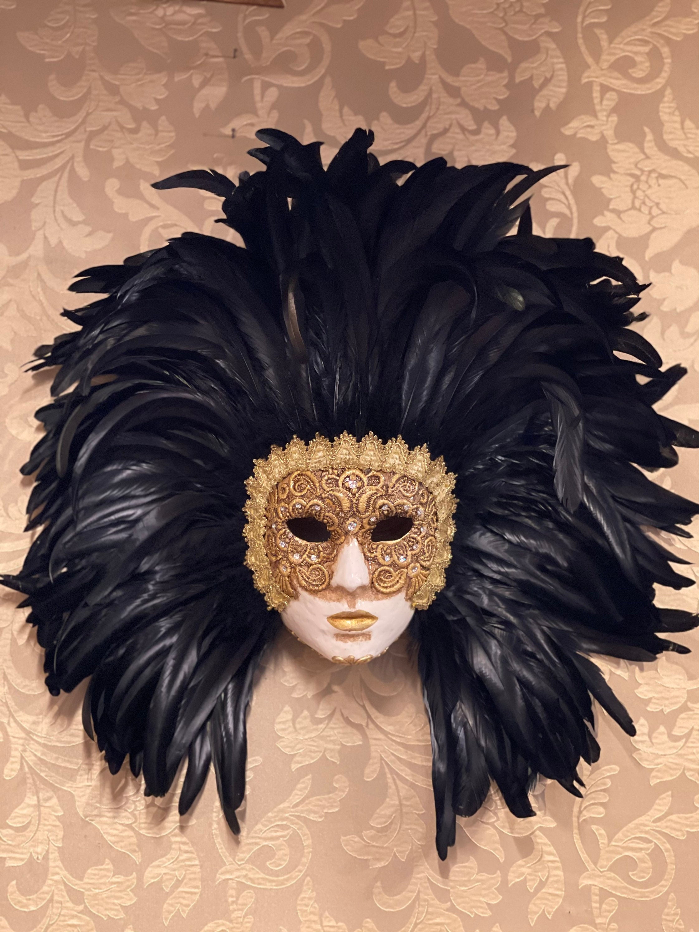 Mask Feather Face Lace and Swarovski Crystals Etsy UK
