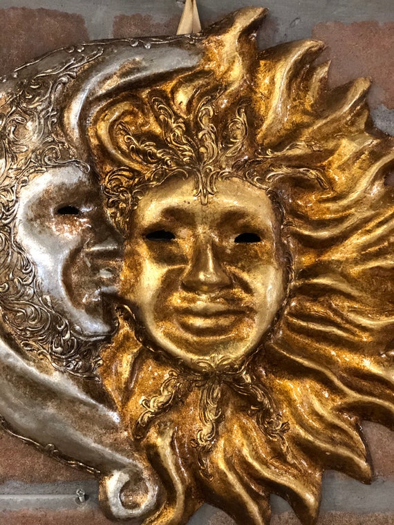ベネチアン太陽と月のマスク、装飾マスク、張り子の手作り - Etsy 日本