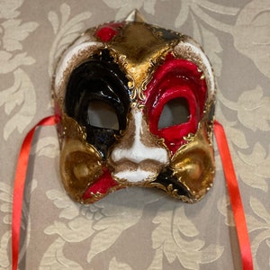 Venetian Mask Man, Harlequin, original handmade papier-mâché