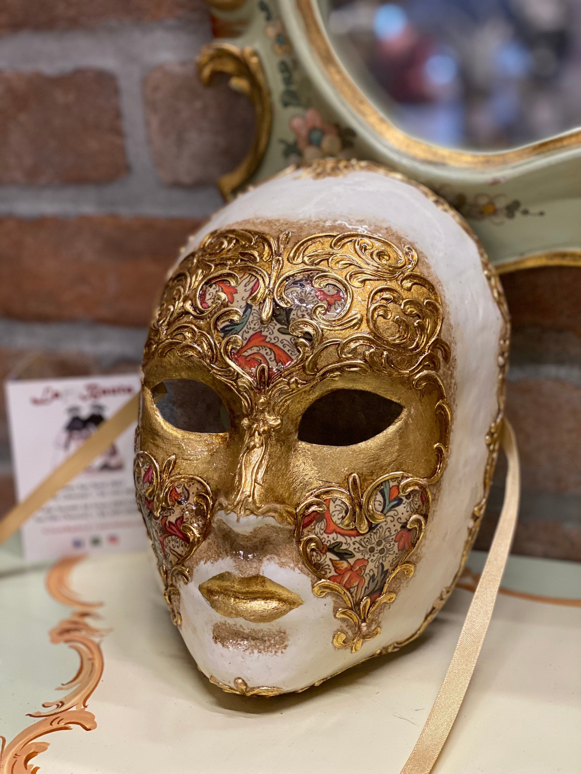 NICEWL Uomo Maschera Veneziana,Veneziani Faccia Piena Maschera Pagliaccio  Masquerade,Fatto A Mano Dipinto Adulti Halloween Carnevale Accessori,Blu :  : Moda