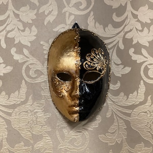 Maschera Veneziana originale da Carnevale decorazione per parete  indossabile oro