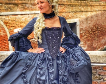 Historical Costume from the 1700s, Black period costume, 18th century handmade reproduction