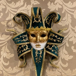 Venetian Jolly Green Mask, Decorative Mask, Not Wearable