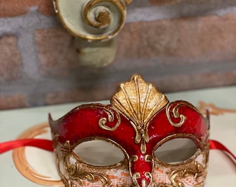 Venetian Colombina Mask, handmade in papier-mâché