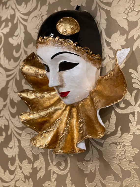 Venetian Mask, Pierrot, Original Decorative Mask 