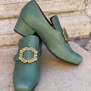 1700&#39;s Historical Leather Shoes, Carnival Shoes, 18th Century Vintage Shoes