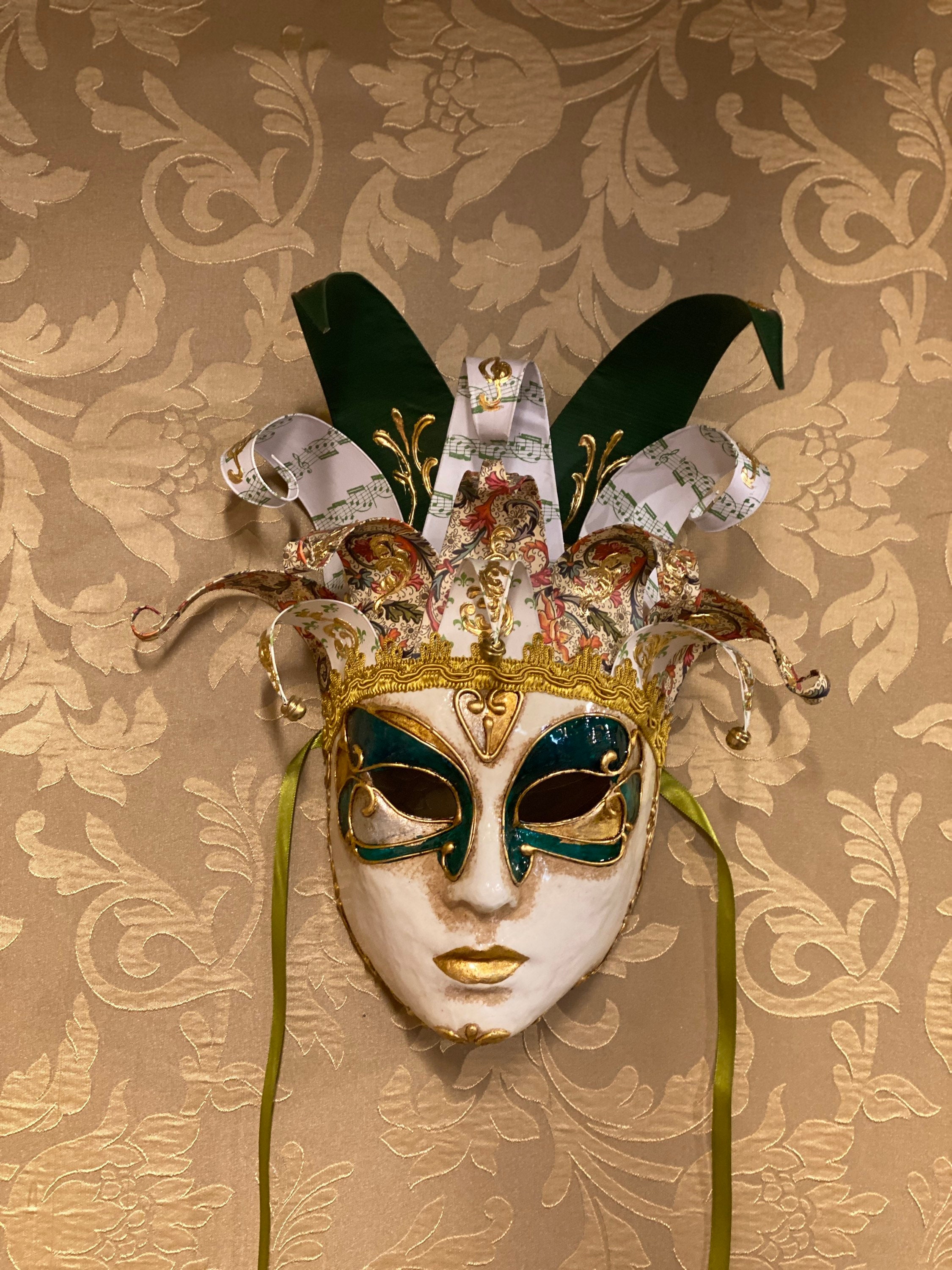 Jolly Carta Venetian Mask Original Green Carnival Mask - Etsy Sweden