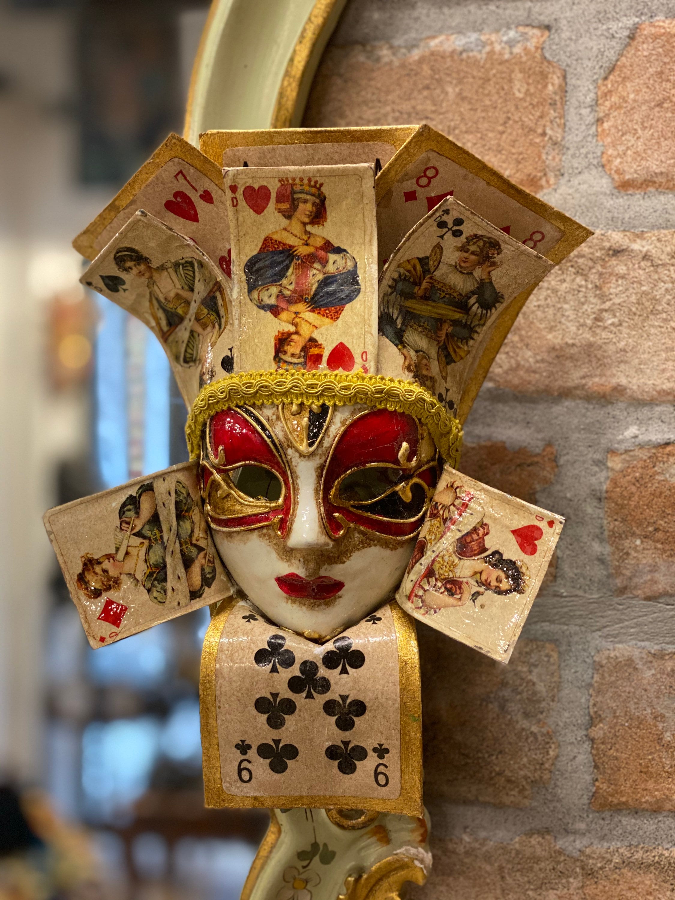 Venetian Mask, Jolly Poker Card, Decorative Mask, Handmade in