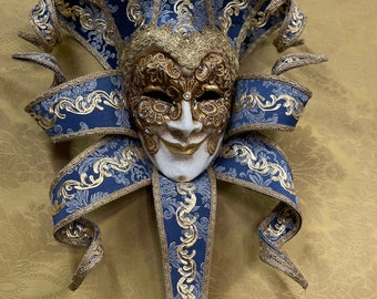 Venetian Mask, Joker Very Large Size, made entirely by hand in papier-mâché. Carnival Mask