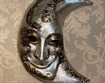 Venetian Moon Mask, Handmade in Papier Mache, Carnival Mask, Halloween Masks