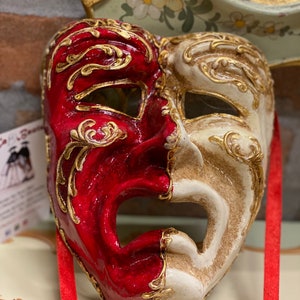 Tragic Venetian Mask, Halloween Mask, Handmade in Papier Mache