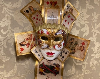 Venetian Mask, Jolly Card Poker, Carnival Mask, Halloween Mask