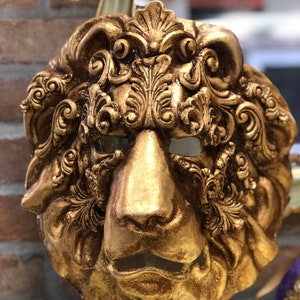 Maschera Veneziana, Maschera Halloween,Leone barocco Realizzata a Mano in cartapesta