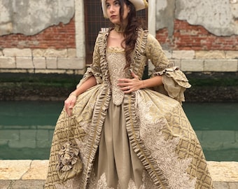 1700s Historical Dress for Women, 18th Century Period Costume Handmade