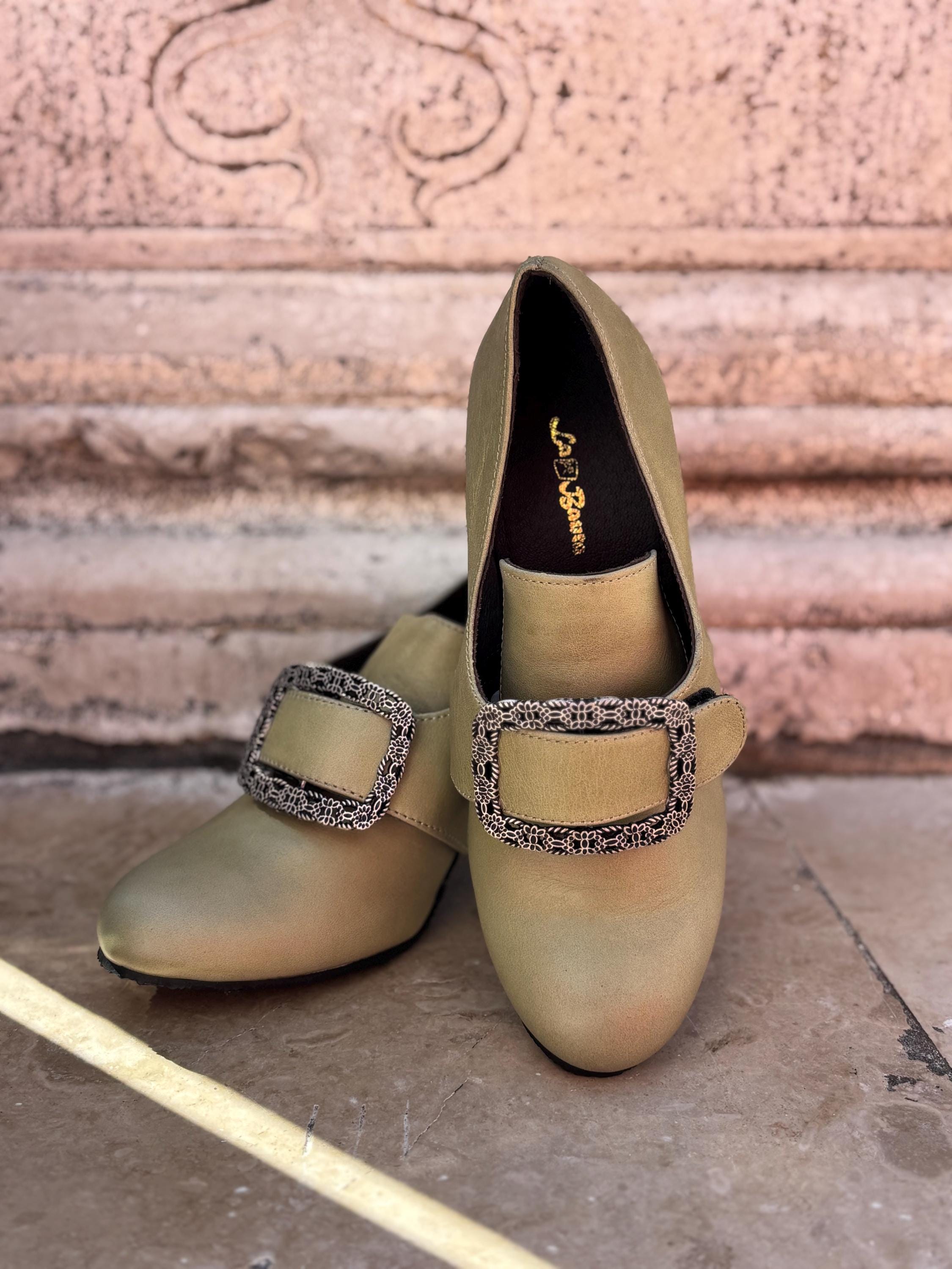 18th-century Historical Shoes With a Spool Heel. Carnival Shoes