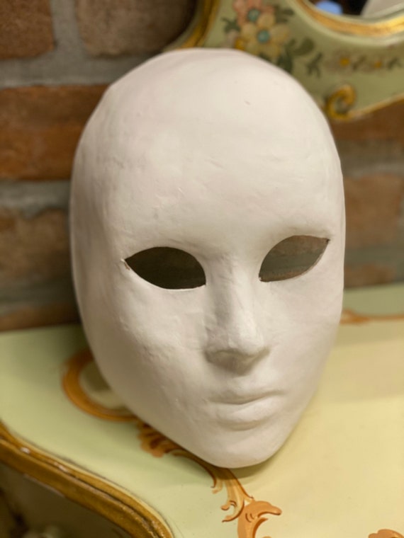 3 X Handmade White Masks to Decorate in Papier-mâché. the Package