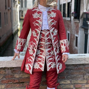1700s Historical Costume for Men, Completely Hand Embroidered, 18th Century Period Costume