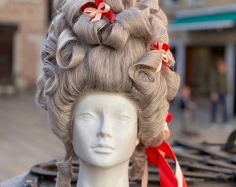 Historical wig from the 1700s, 18th century reproduction, Front lace wig, Carnival wig, Halloween wig