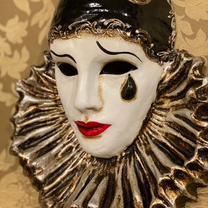 Venetian Pierrot Mask in Papier-mâché Made Entirely by Hand. - Etsy