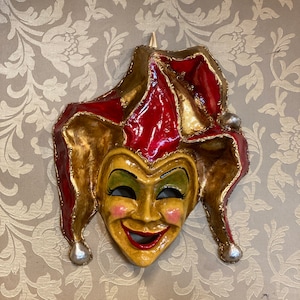 Venetian Mask, Jester, Papier-mâché Mask for Carnival, Halloween Mask, Masquerade Ball