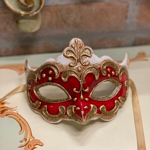 Venetian Colombina Glitter Mask, Carnival Mask, Halloween Mask, Handmade in Papier-mâché