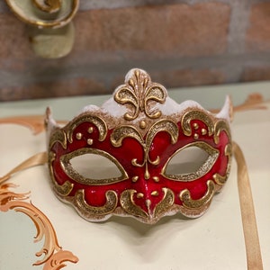 Venetian Mask Colombina Glitter, Carnival Mask, Halloween Mask, Handmade in Papier Mache