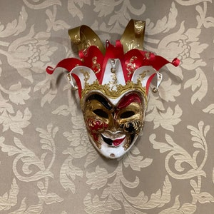 Maschera Veneziana Joker Carta, Realizzata a Mano in Cartapesta