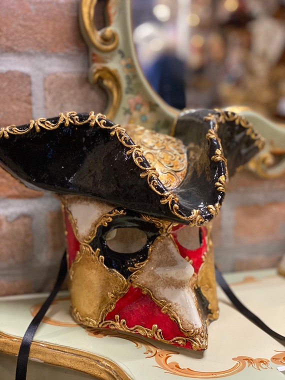 Maschera Veneziana da Uomo Casanova, Bauta Con Cappello, Cartapesta , Maschera  Carnevale , Maschera Halloween -  Portugal