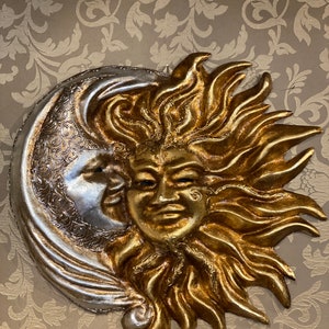 Maschera Veneziana,Sole e Luna realizzata a mano in cartapesta