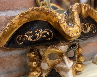 Máscara veneciana para hombre, Bauta Casanova, máscara de carnaval, máscara de Halloween - México Máscara veneciana para hombre, Bauta Casanova, máscara de carnaval, máscara de Halloween - México