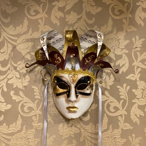 Jester Venetian Mask, Jolly Carnival Mask, Halloween Mask