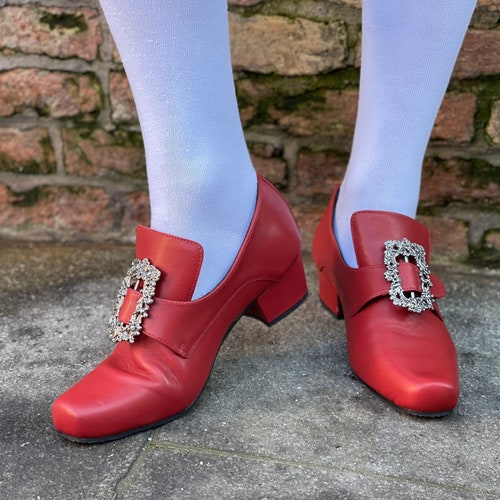 Historical shoes of 1700, Reproduction 18th shops century Made of Leather, Color Red