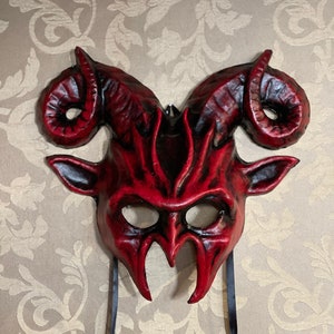 DEVIL mask, Handmade papier-mâché Halloween mask