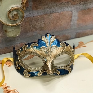 Original Venetian Papier-mâché Mask Colombina Glitter