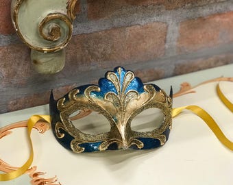 Original Venetian Papier-mâché Mask Colombina Glitter