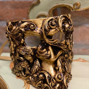 Venezianische Bauta Barockmaske, Halloween Maske, handgefertigt in Pappmaché
