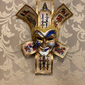 Maschera Veneziana  Decorativa,Joker Carte Scopa , Maschera fatta a mano in Cartapesta