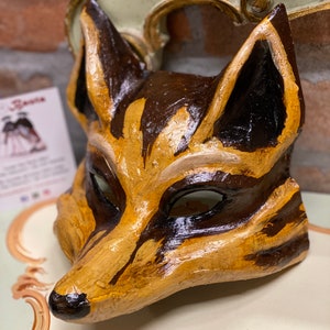 Maschera Veneziana Volpe, Maschera Animale, Realizzata a mano in cartapesta