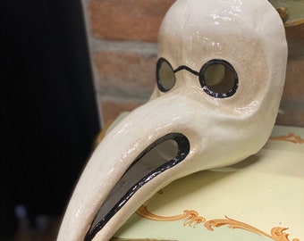 Venetian Mask for Man or Woman, Plague Doctor, Handmade in Papier-mâché, Halloween Mask, Carnival Mask