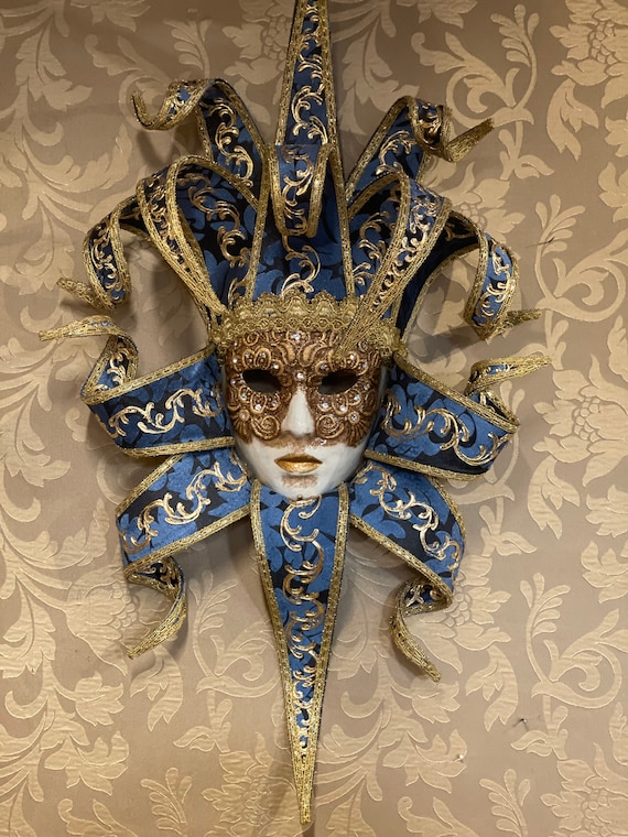 Belastingbetaler Initiatief Pamflet Venetiaans masker Jolly Great Blue Carnaval Masker | Etsy
