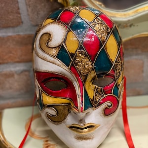 Venetian Mask Large Face Man and Woman, Papier Mache Mask, Carnival Mask, Halloween Masks