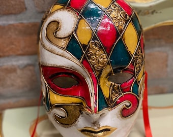 Venetian Mask Large Face Man and Woman, Papier Mache Mask, Carnival Mask, Halloween Masks