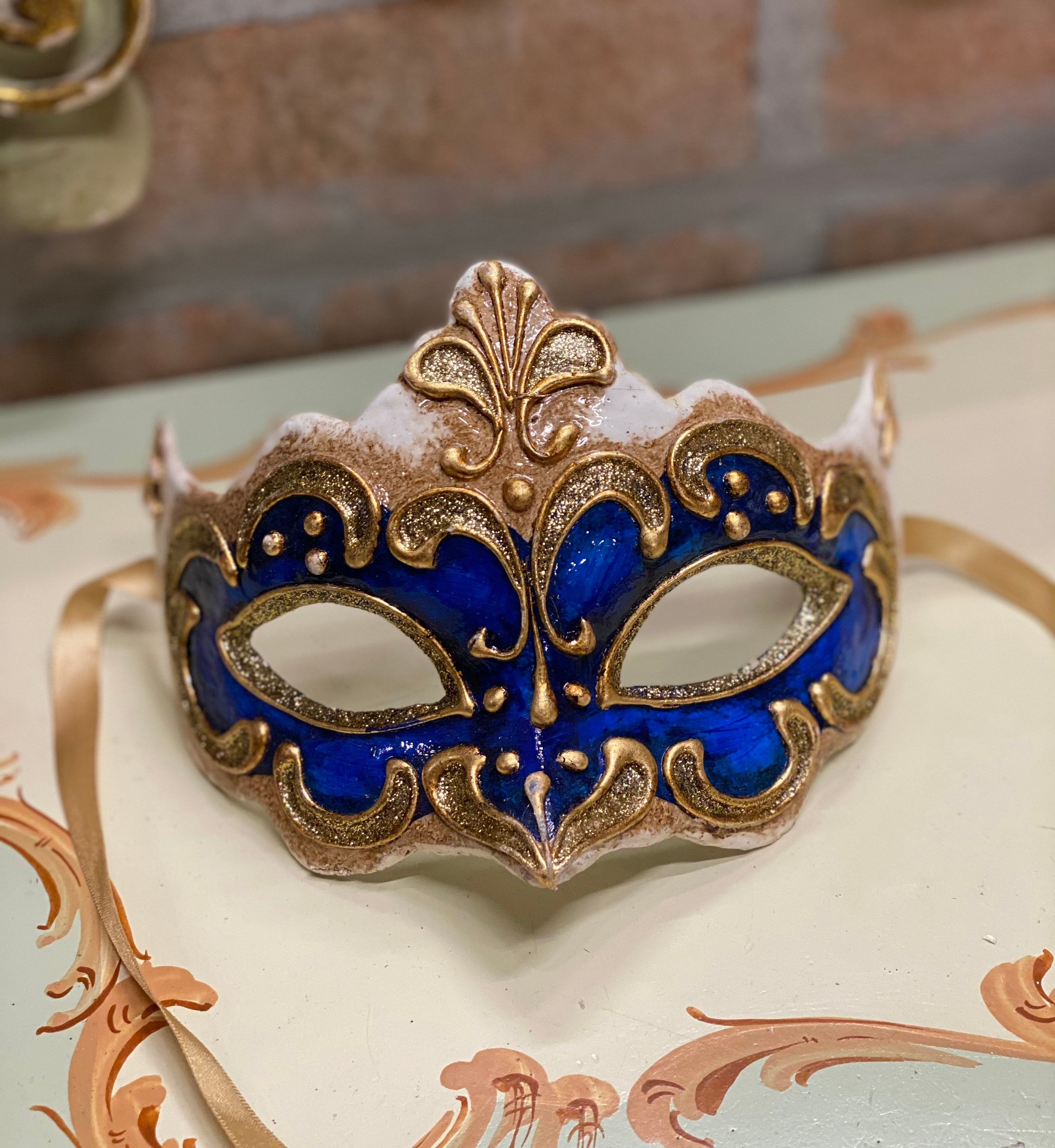Venetian Colombina Glitter Mask, Carnival Mask, Halloween Mask