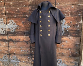 Men&#39;s Redingote, Early 19th Century Men&#39;s Coat Made of Wool, Black Color