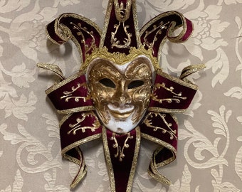 Venetian mask, Velvet Joker, handmade in papier-mâché