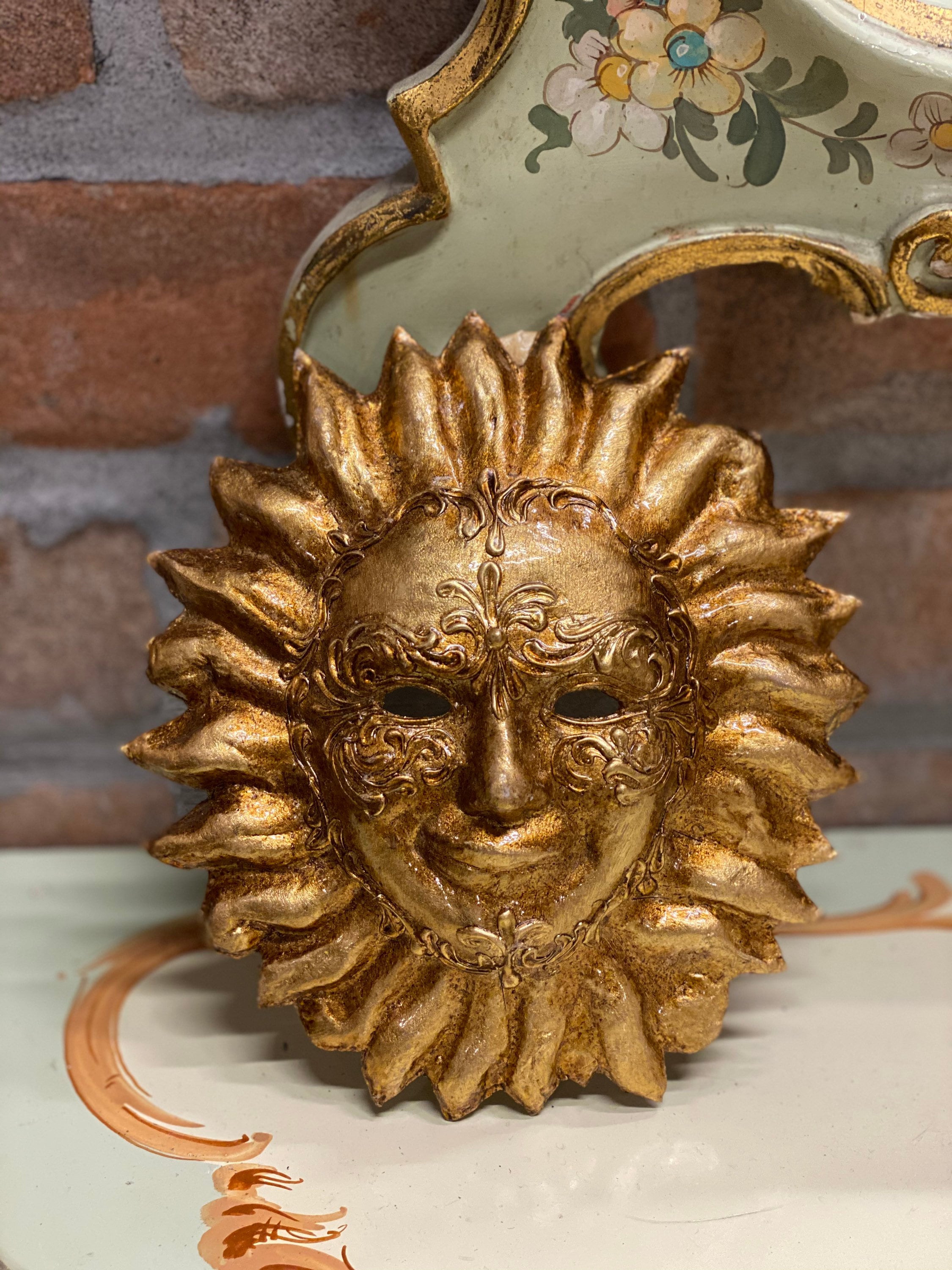Venetian Sun Mask, Handmade in Papier-mâché, Decorative Mask, Not Wearable