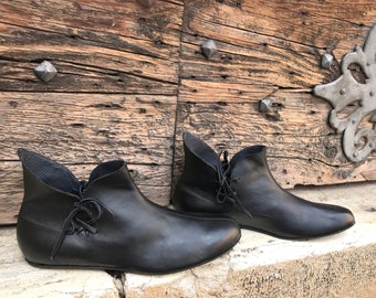 Handmade leather Renaissance shoes.