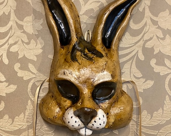 Iron Rabbit Mask Rabbit Mask in Iron and Rust Style Finish. Steampunk Animal Mask. Adult ...