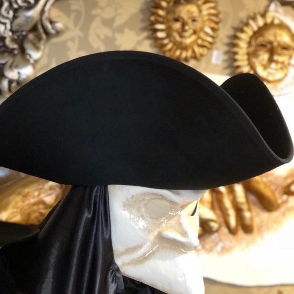 Venetian Tricorne Hat, Men's or Women's Hat, Historical Hat